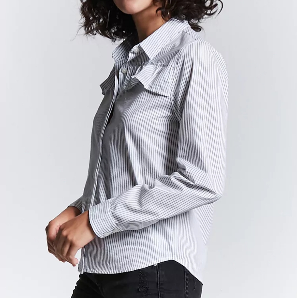 Blue and White Pin Stripe Button-up Shirt